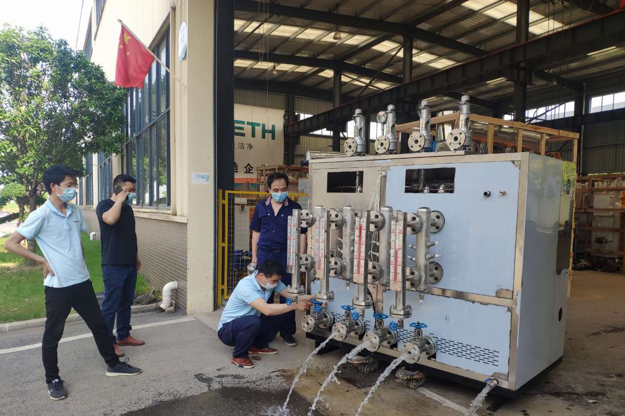 江蘇生物製藥潔淨電蒸汽發生器正在試水